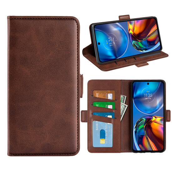 Motorola Moto E32 / E32S Hoesje, MobyDefend Luxe Wallet Book Case (Sluiting Zijkant), Bruin