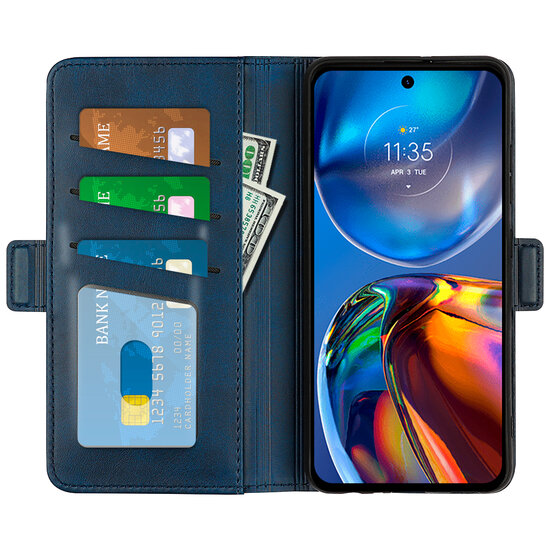 Motorola Moto E32 / E32S Hoesje, MobyDefend Luxe Wallet Book Case (Sluiting Zijkant), Blauw