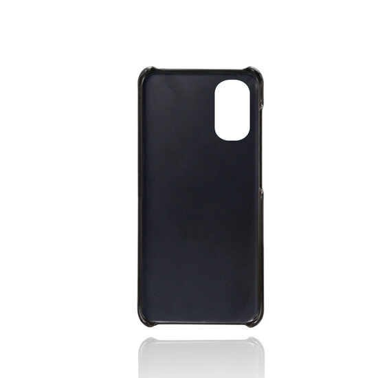 Motorola Moto E32 / E32S Hoesje - MobyDefend Lederen Backcover Met Vakjes Voor Pasjes - Zwart