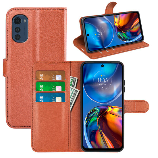 Motorola Moto E32 / E32S Hoesje - MobyDefend Kunstleren Wallet Book Case (Sluiting Voorkant) - Bruin