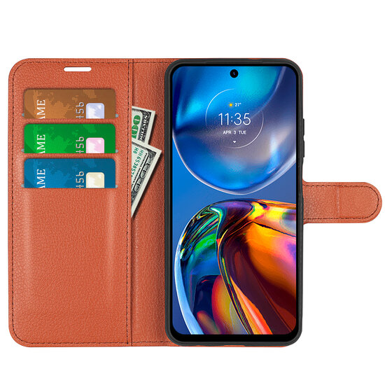 Motorola Moto E32 / E32S Hoesje - MobyDefend Kunstleren Wallet Book Case (Sluiting Voorkant) - Bruin