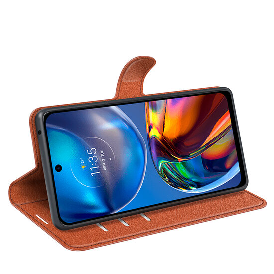 Motorola Moto E32 / E32S Hoesje - MobyDefend Kunstleren Wallet Book Case (Sluiting Voorkant) - Bruin