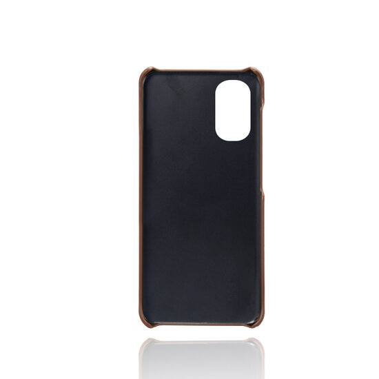 Motorola Moto G22 Hoesje - MobyDefend Lederen Backcover Met Vakjes Voor Pasjes - Bruin