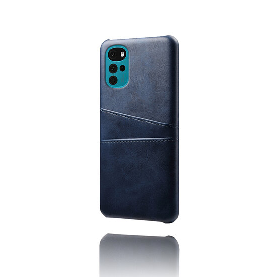 Motorola Moto G22 Hoesje - MobyDefend Lederen Backcover Met Vakjes Voor Pasjes - Blauw