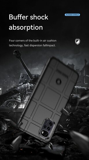 Motorola Moto G22 Hoesje - MobyDefend Pantsercase Met Draaibare Ring - Zwart