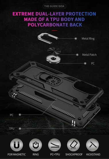 Motorola Moto G52 Hoesje - MobyDefend Pantsercase Met Draaibare Ring - Blauw