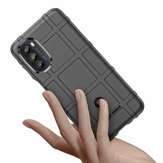 Motorola Moto G82 Hoesje, Rugged Shield TPU Gelcase, Zwart