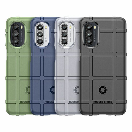 Motorola Moto G82 Hoesje, Rugged Shield TPU Gelcase, Zwart