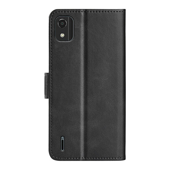 Nokia C2-2E Hoesje, MobyDefend Luxe Wallet Book Case (Sluiting Zijkant), Zwart