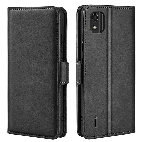 Nokia C2-2E Hoesje, MobyDefend Luxe Wallet Book Case (Sluiting Zijkant), Zwart