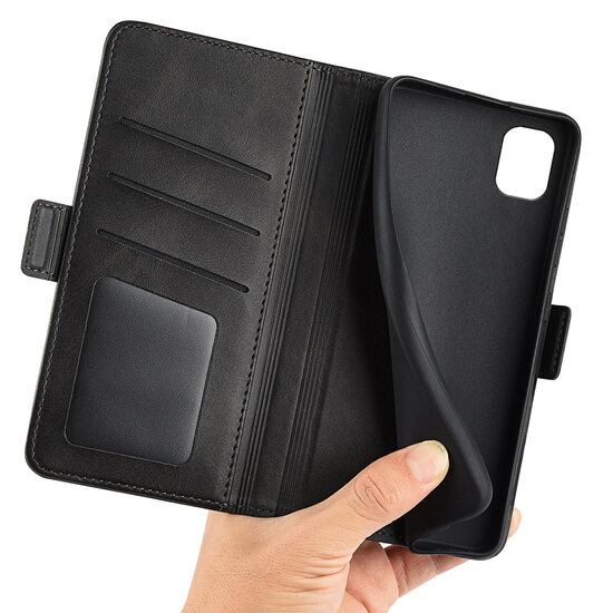 Nokia C2-2E Hoesje, MobyDefend Luxe Wallet Book Case (Sluiting Zijkant), Zwart