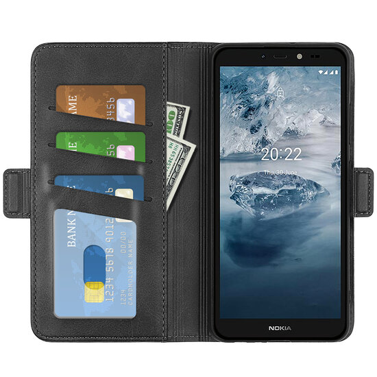 Nokia C2-2E Hoesje - MobyDefend Luxe Wallet Book Case (Sluiting Zijkant) - Zwart