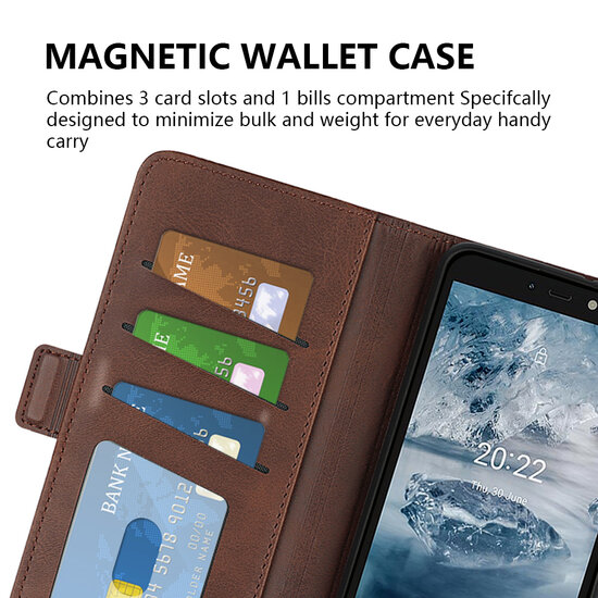 Nokia C2-2E Hoesje - MobyDefend Luxe Wallet Book Case (Sluiting Zijkant) - Bruin