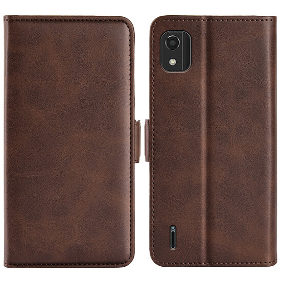 Nokia C2-2E Hoesje, MobyDefend Luxe Wallet Book Case (Sluiting Zijkant), Bruin