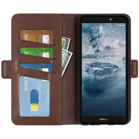 Nokia C2-2E Hoesje - MobyDefend Luxe Wallet Book Case (Sluiting Zijkant) - Bruin