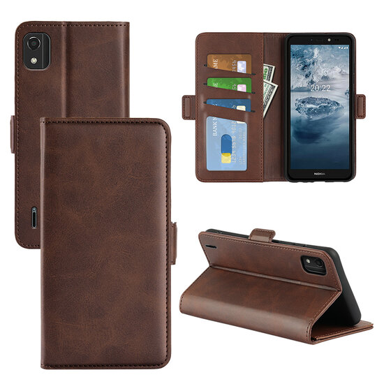 Nokia C2-2E Hoesje - MobyDefend Luxe Wallet Book Case (Sluiting Zijkant) - Bruin