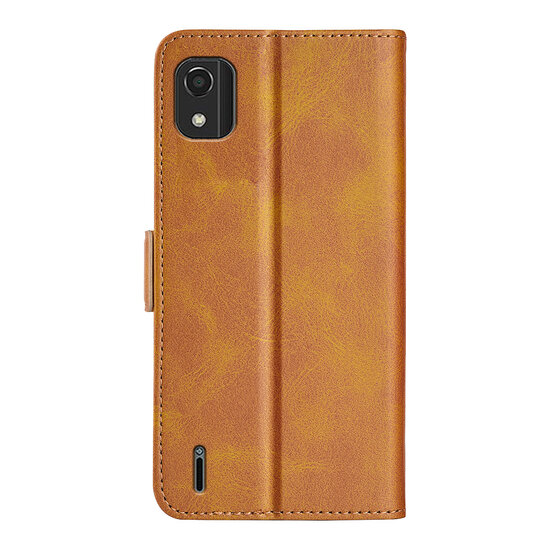 Nokia C2-2E Hoesje, MobyDefend Luxe Wallet Book Case (Sluiting Zijkant), Lichtbruin