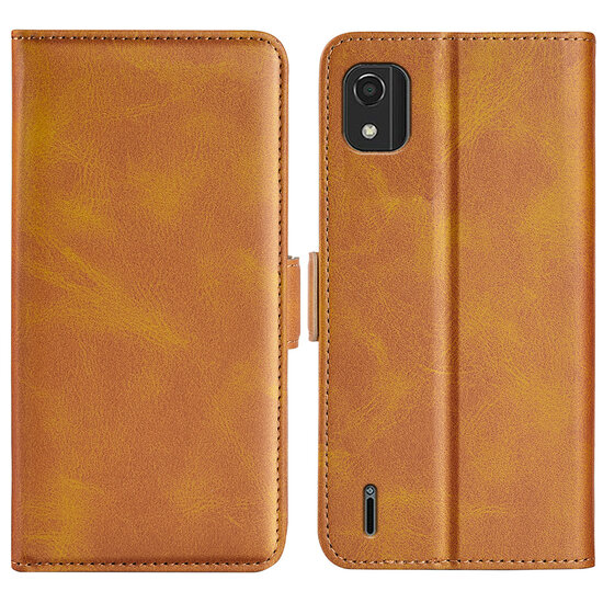 Nokia C2-2E Hoesje, MobyDefend Luxe Wallet Book Case (Sluiting Zijkant), Lichtbruin