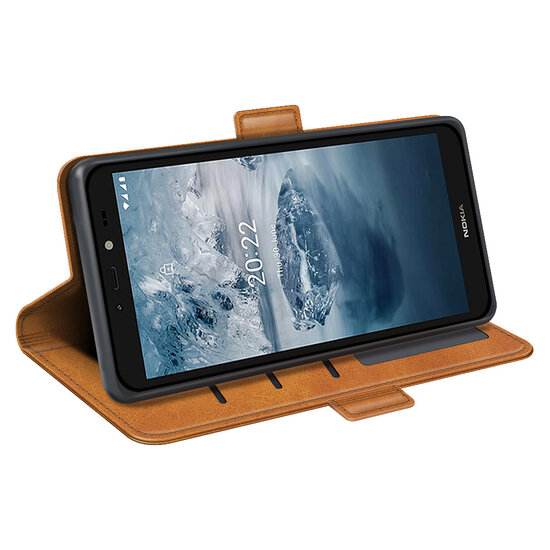 Nokia C2-2E Hoesje - MobyDefend Luxe Wallet Book Case (Sluiting Zijkant) - Lichtbruin