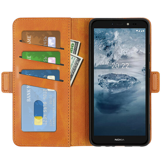 Nokia C2-2E Hoesje - MobyDefend Luxe Wallet Book Case (Sluiting Zijkant) - Lichtbruin