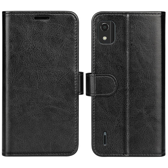 Nokia C2-2E Hoesje - MobyDefend Wallet Book Case (Sluiting Achterkant) - Zwart