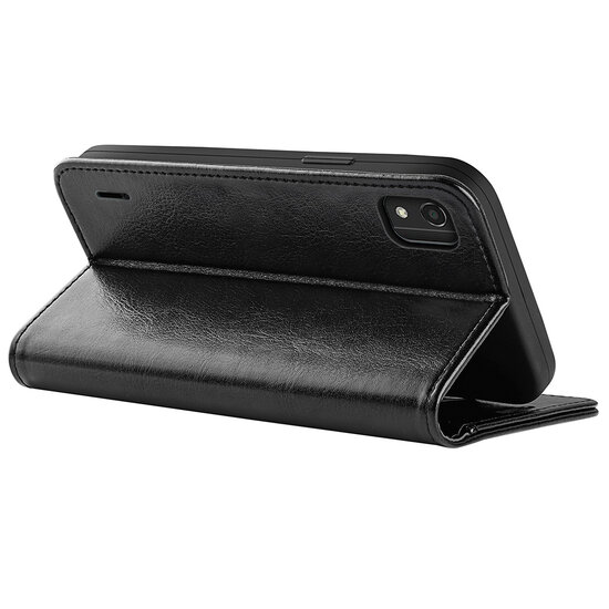 Nokia C2-2E Hoesje, MobyDefend Wallet Book Case (Sluiting Achterkant), Zwart