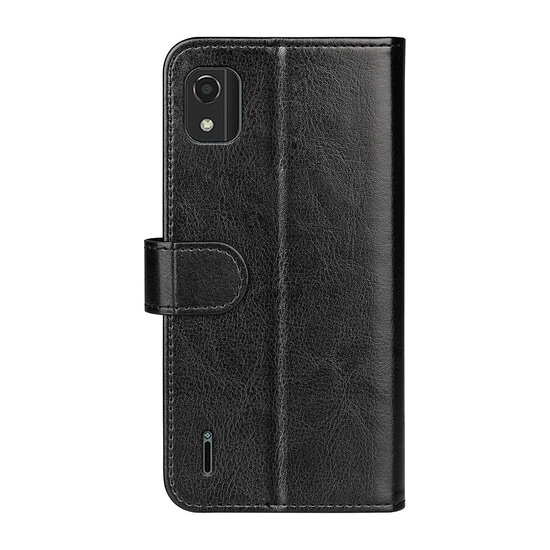 Nokia C2-2E Hoesje - MobyDefend Wallet Book Case (Sluiting Achterkant) - Zwart