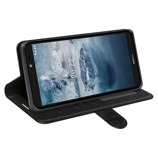 Nokia C2-2E Hoesje - MobyDefend Wallet Book Case (Sluiting Achterkant) - Zwart