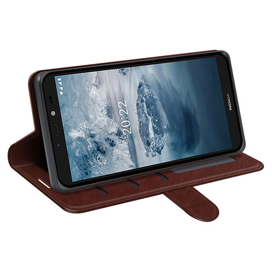 Nokia C2-2E Hoesje - MobyDefend Wallet Book Case (Sluiting Achterkant) - Bruin