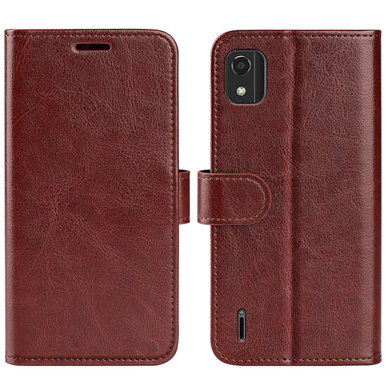 Nokia C2-2E Hoesje, MobyDefend Wallet Book Case (Sluiting Achterkant), Bruin