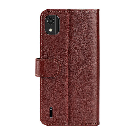 Nokia C2-2E Hoesje - MobyDefend Wallet Book Case (Sluiting Achterkant) - Bruin