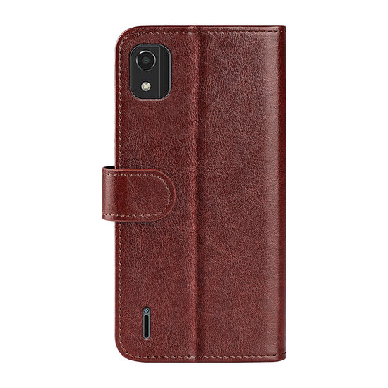 Nokia C2-2E Hoesje, MobyDefend Wallet Book Case (Sluiting Achterkant), Bruin