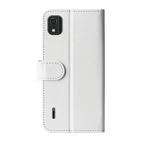 Nokia C2-2E Hoesje, MobyDefend Wallet Book Case (Sluiting Achterkant), Wit