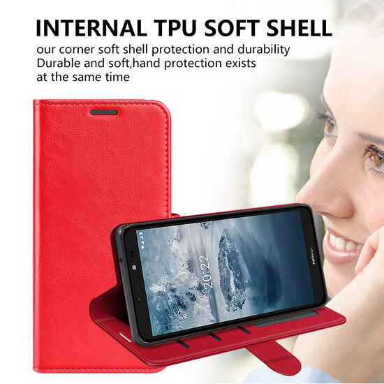 Nokia C2-2E Hoesje - MobyDefend Wallet Book Case (Sluiting Achterkant) - Rood