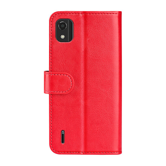 Nokia C2-2E Hoesje, MobyDefend Wallet Book Case (Sluiting Achterkant), Rood