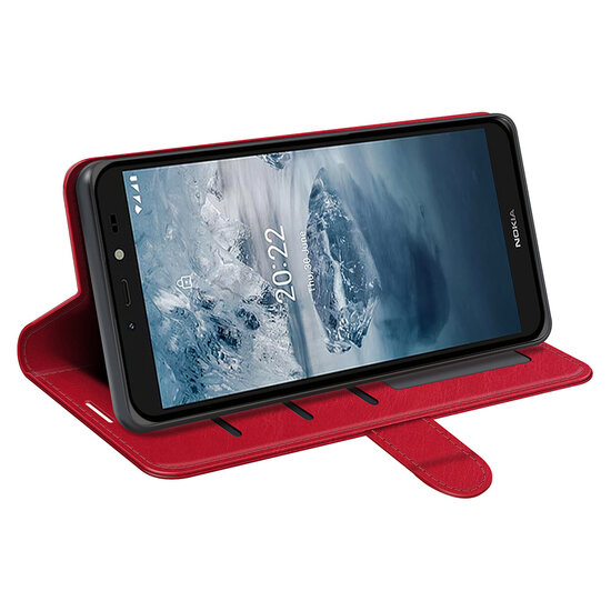Nokia C2-2E Hoesje - MobyDefend Wallet Book Case (Sluiting Achterkant) - Rood