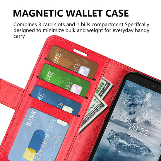 Nokia C2-2E Hoesje - MobyDefend Wallet Book Case (Sluiting Achterkant) - Rood