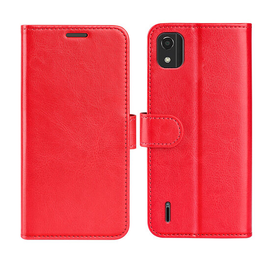 Nokia C2-2E Hoesje, MobyDefend Wallet Book Case (Sluiting Achterkant), Rood