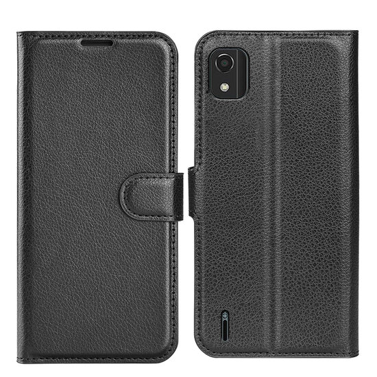 Nokia C2-2E Hoesje, MobyDefend Kunstleren Wallet Book Case (Sluiting Voorkant), Zwart