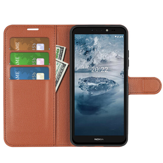 Nokia C2-2E Hoesje, MobyDefend Kunstleren Wallet Book Case (Sluiting Voorkant), Bruin