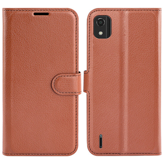 Nokia C2-2E Hoesje - MobyDefend Kunstleren Wallet Book Case (Sluiting Voorkant) - Bruin