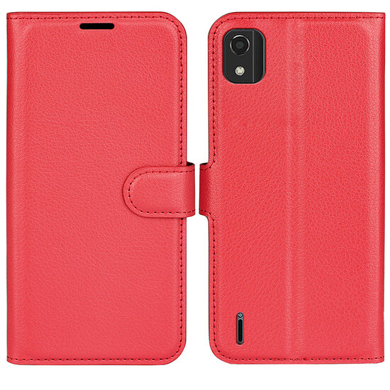 Nokia C2-2E Hoesje, MobyDefend Kunstleren Wallet Book Case (Sluiting Voorkant), Rood