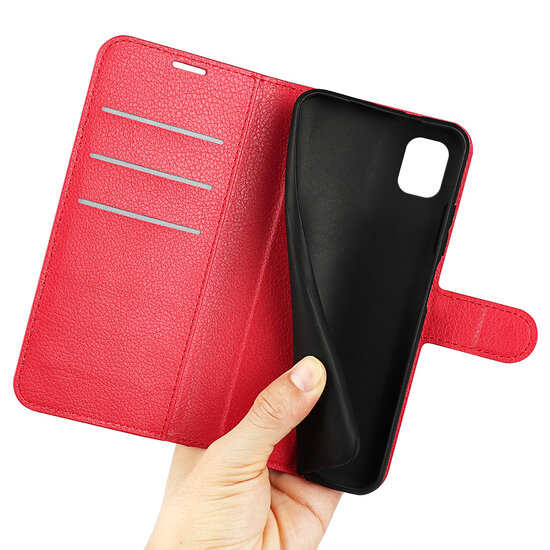 Nokia C2-2E Hoesje - MobyDefend Kunstleren Wallet Book Case (Sluiting Voorkant) - Rood