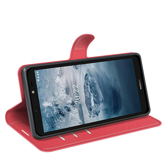 Nokia C2-2E Hoesje - MobyDefend Kunstleren Wallet Book Case (Sluiting Voorkant) - Rood