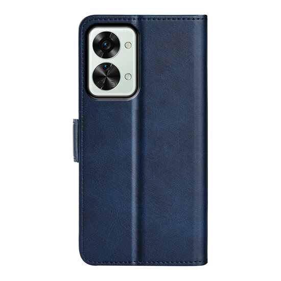 OnePlus Nord 2T Hoesje, MobyDefend Luxe Wallet Book Case (Sluiting Zijkant), Blauw