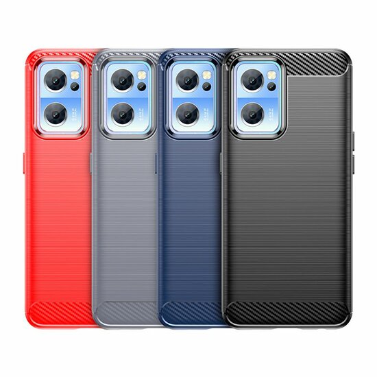 OnePlus Nord CE 2 Hoesje - MobyDefend TPU Backcover - Geborstelde Metaal &amp; Carbon-Look - Zwart
