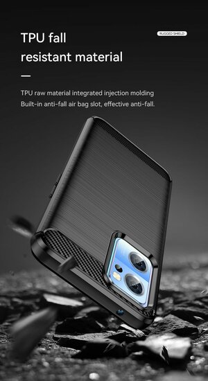 OnePlus Nord CE 2 Hoesje - MobyDefend TPU Backcover - Geborstelde Metaal &amp; Carbon-Look - Zwart