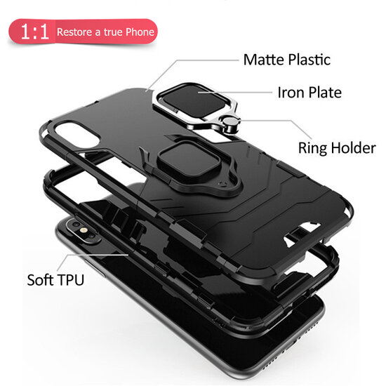OnePlus Nord CE 2 Lite Hoesje - MobyDefend Dubbelgelaagde Pantsercase Met Standaard - Zwart