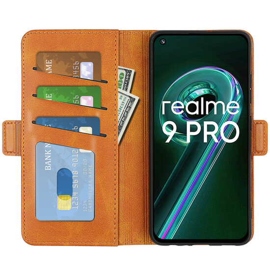 OnePlus Nord CE 2 Lite Hoesje - MobyDefend Luxe Wallet Book Case (Sluiting Zijkant) - Lichtbruin