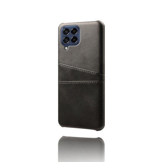Samsung Galaxy M53 Hoesje - MobyDefend Lederen Backcover Met Vakjes Voor Pasjes - Zwart